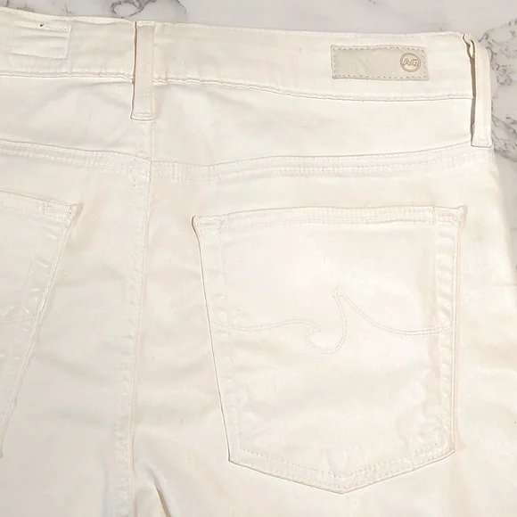 NWT AG Adriano Goldschmied Farrah Cream High-Rise Coated Skinny Jeans, Size 27 - Picture 8 of 9
